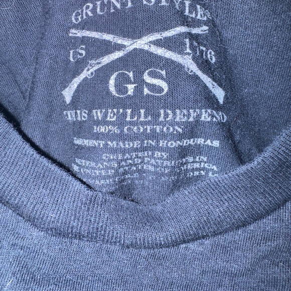 Grunt Style Men's Black Tee with White "FREEDOM HAS A COST" Graphic - Picture 3 of 4